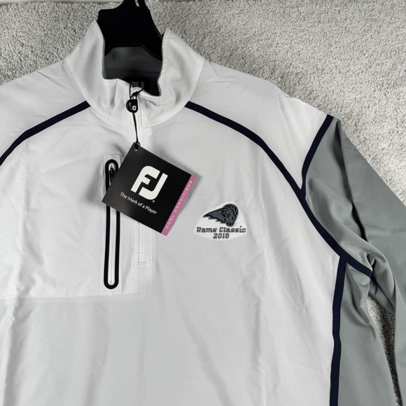 FootJoy Other - FootJoy Windtech Pullover Mens L White Gray Navy Rams Classic 2018 Golf New